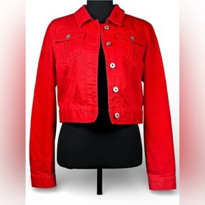 Skye's the Limit Cropped Red Jean Jacket, Size 10